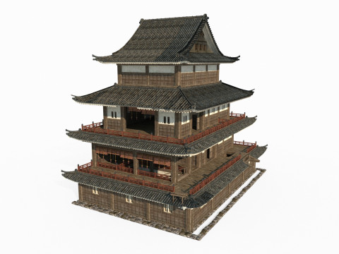 Роскошные отели в древней азиатской архитектуре 3D Модель