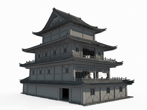 Роскошные отели в древней азиатской архитектуре 3D Модель