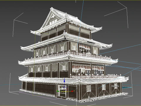 Hotel Mewah dalam Arsitektur Asia Kuno Model 3D