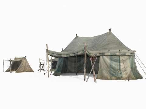Три старинные палатки для кемпинга 3D Модель