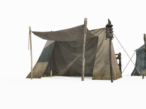 Три старинные палатки для кемпинга 3D Модель