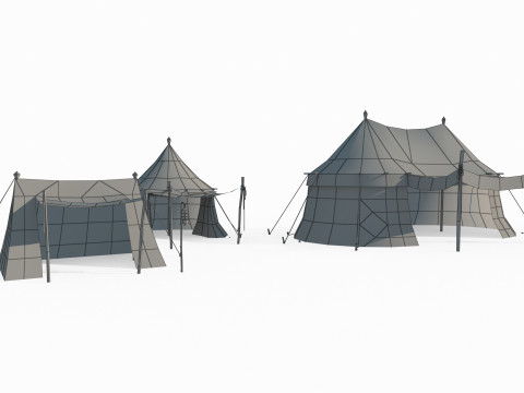 Три старинные палатки для кемпинга 3D Модель