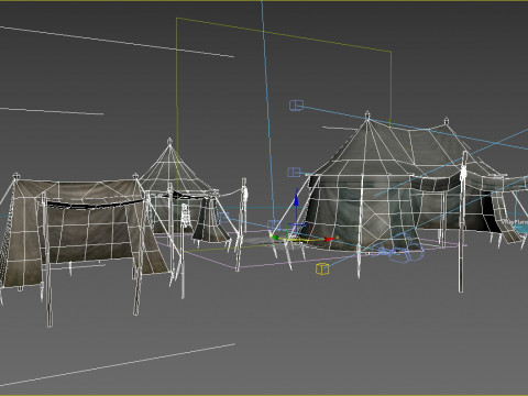 Три старинные палатки для кемпинга 3D Модель