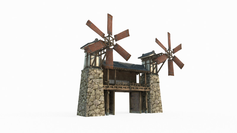 Ворота древней азиатской архитектуры 3D Модель .c4d .max .obj .3ds .fbx .stl .blend 