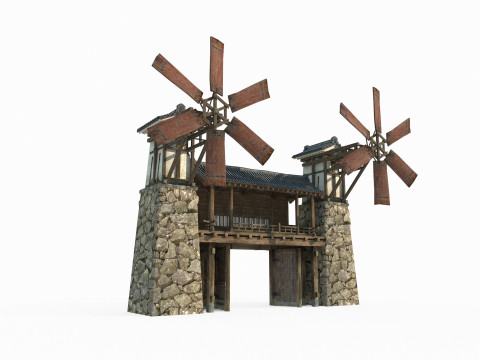 Portão de Arquitetura Asiática Antiga Modelo 3D