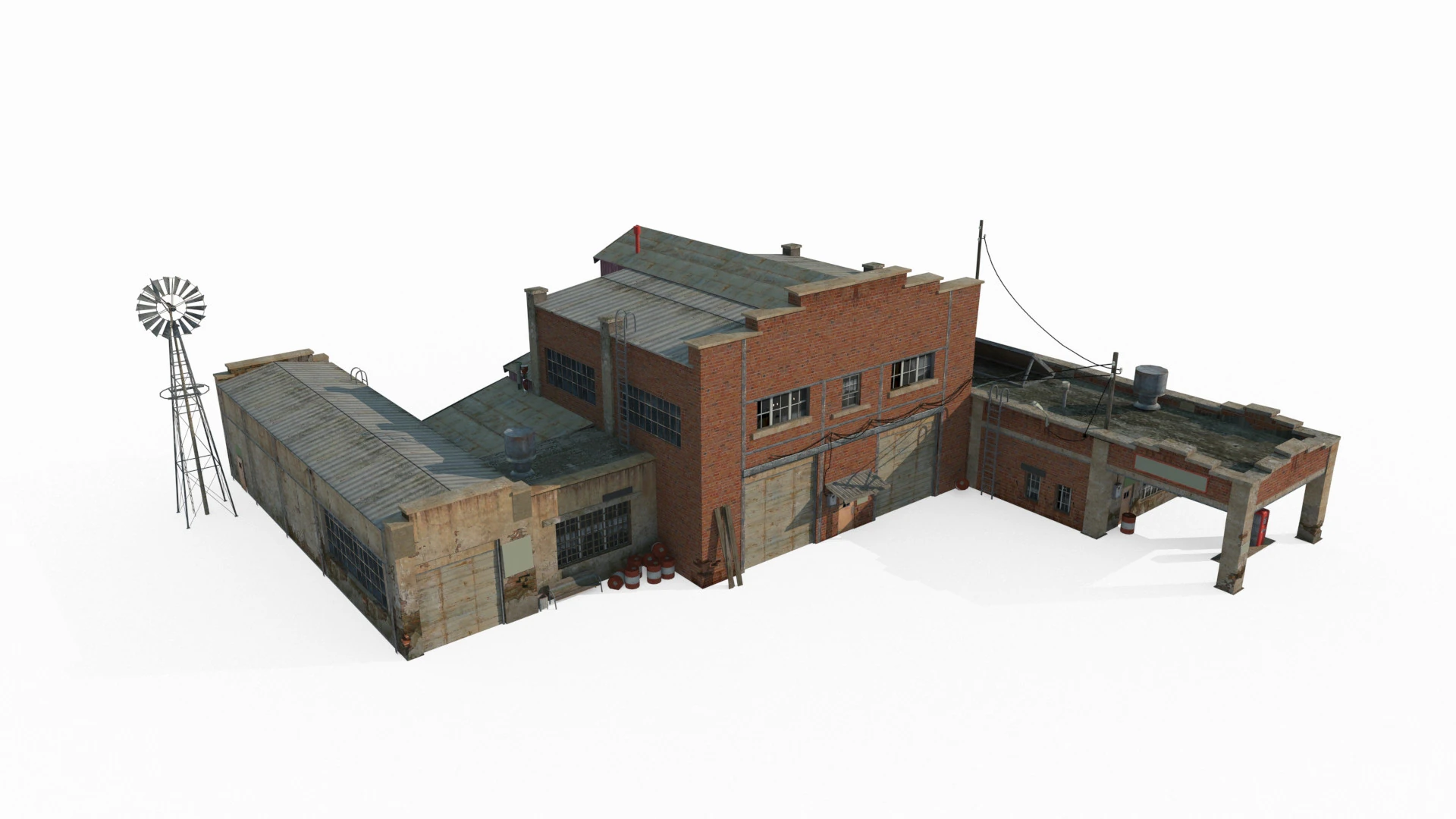 Modern Architecture South American Warehouse Gas Station 3D Model .c4d .max .obj .3ds .fbx .stl .blend