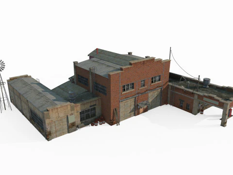 近代建築の南米倉庫ガソリン スタンド 3Dモデル