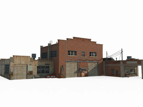 Modern Architecture South American Warehouse Gas Station 3D Model