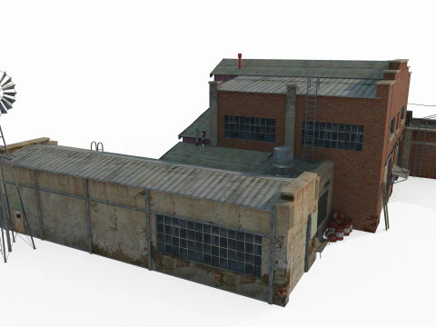 Modern Architecture South American Warehouse Gas Station 3D Model