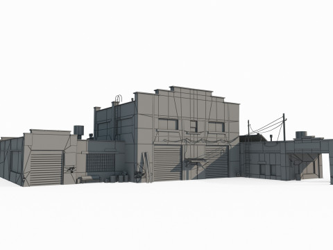 现代建筑南美仓库加油站 3D 模型