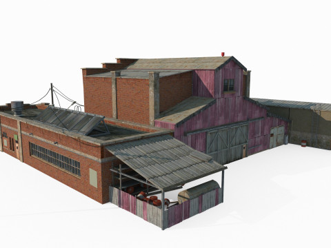 现代建筑南美仓库加油站 3D 模型