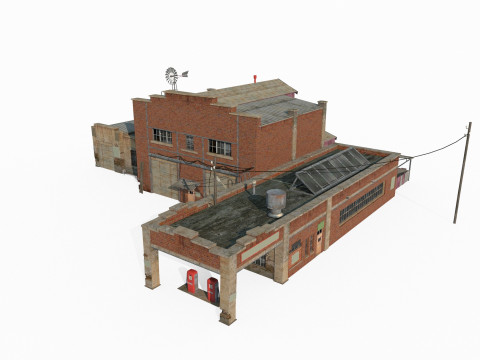 现代建筑南美仓库加油站 3D 模型