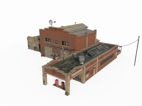 Modern Architecture South American Warehouse Gas Station 3D Model