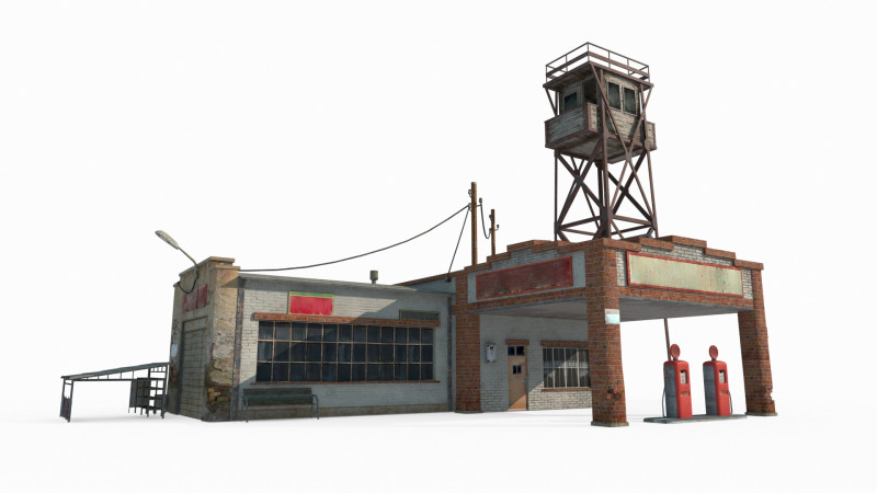 现代建筑南美加油站 3D 模型 .c4d .max .obj .3ds .fbx .stl .blend