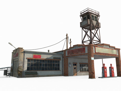 Stazione di servizio sudamericana di architettura moderna Modello 3D