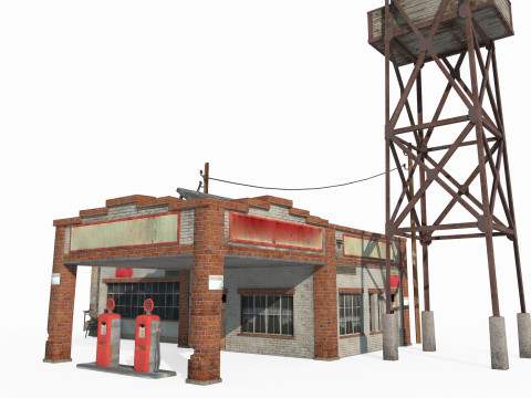 现代建筑南美加油站 3D 模型