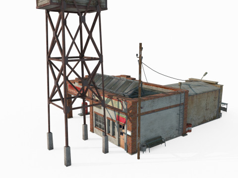 现代建筑南美加油站 3D 模型