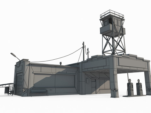 现代建筑南美加油站 3D 模型