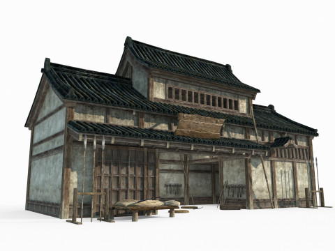 Tienda de armas de arquitectura antigua asiática Modelo 3D