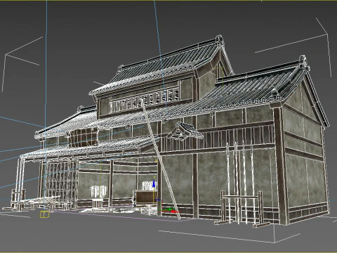 Sklep z bronią w azjatyckiej architekturze starożytnej Model 3D