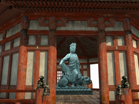 प्राचीन एशियाई वास्तुकला में एक अष्टकोणीय बौद्ध मंदिर 3D मॉडल