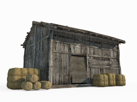 Arme Holzhäuser alter asiatischer Architektur 3D Modell