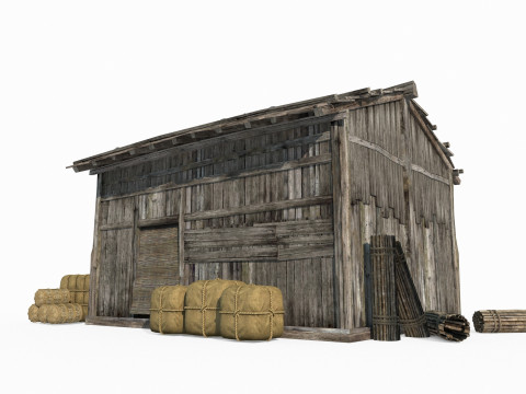 Oude Aziatische architectuur arme houten huizen 3D Model