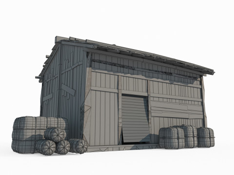 Oude Aziatische architectuur arme houten huizen 3D Model