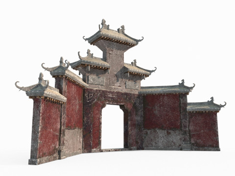 Alte asiatische Architektur Taoistisches Bergtor 3D Modell