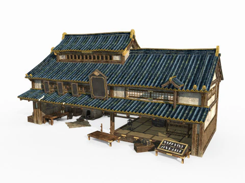 Toko dan Lokakarya Arsitektur Asia Kuno Model 3D