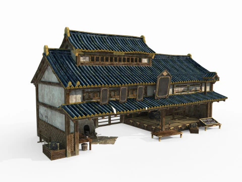 Toko dan Lokakarya Arsitektur Asia Kuno Model 3D
