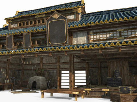 Toko dan Lokakarya Arsitektur Asia Kuno Model 3D