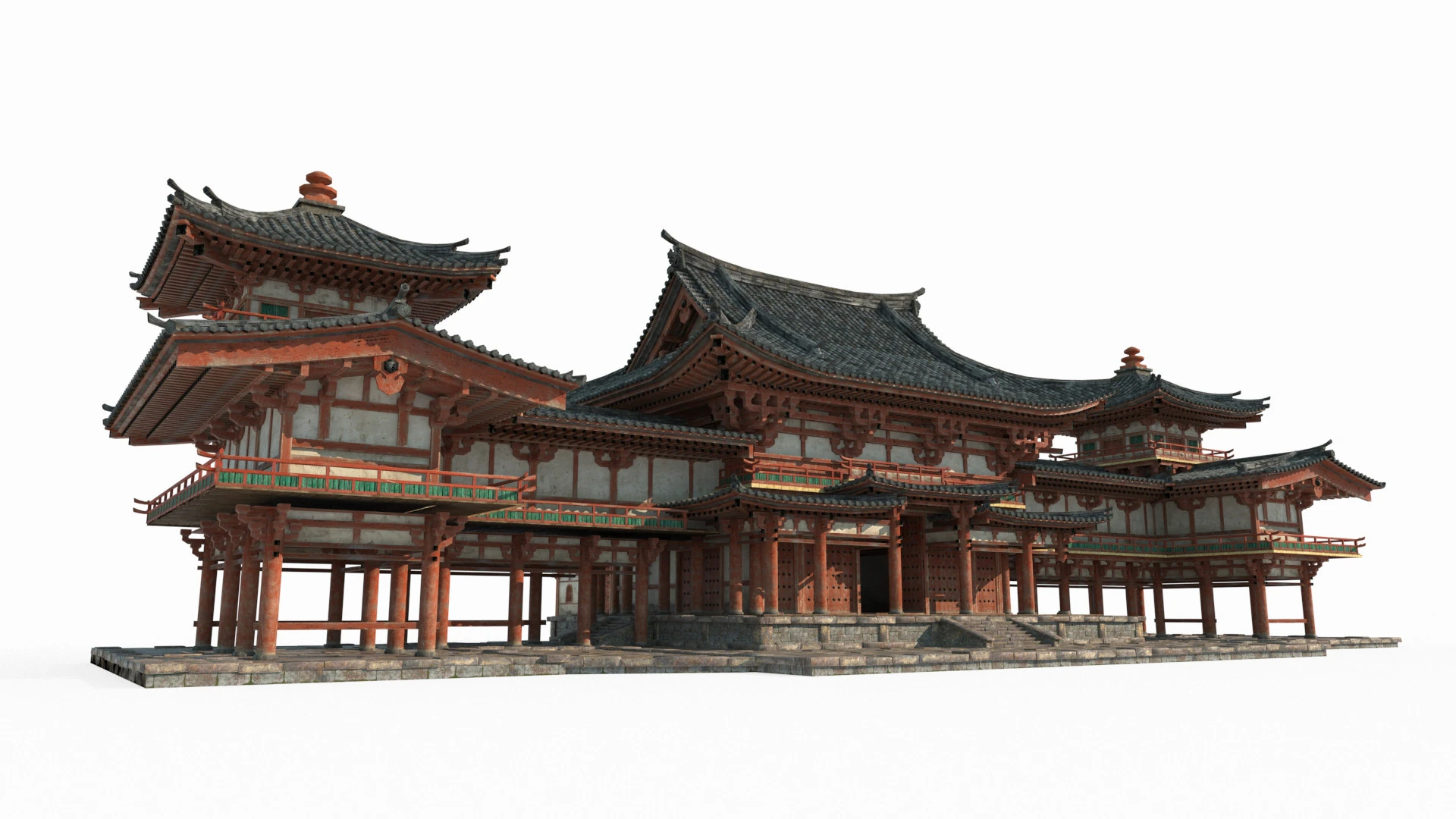 Grandi palazzi nell'antica architettura asiatica Modello 3D .c4d .max .obj .3ds .fbx .stl .blend