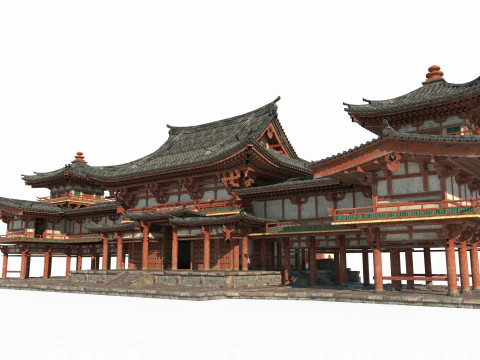 Grandi palazzi nell'antica architettura asiatica Modello 3D