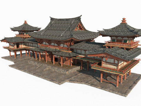 Large palaces in ancient Asian architecture 3D Model