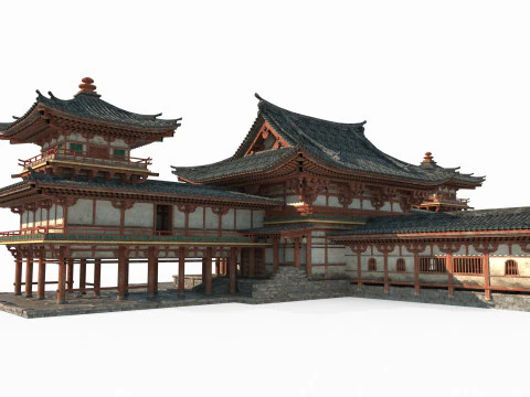 Grandi palazzi nell'antica architettura asiatica Modello 3D