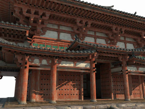 Grandi palazzi nell'antica architettura asiatica Modello 3D