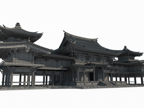 Large palaces in ancient Asian architecture 3D Model