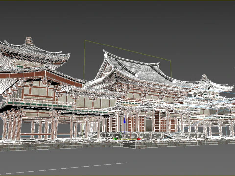 Grandi palazzi nell'antica architettura asiatica Modello 3D