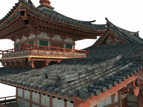 Grandi palazzi nell'antica architettura asiatica Modello 3D