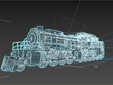 Railway vehicle old-style war damaged locomotive 3D Model