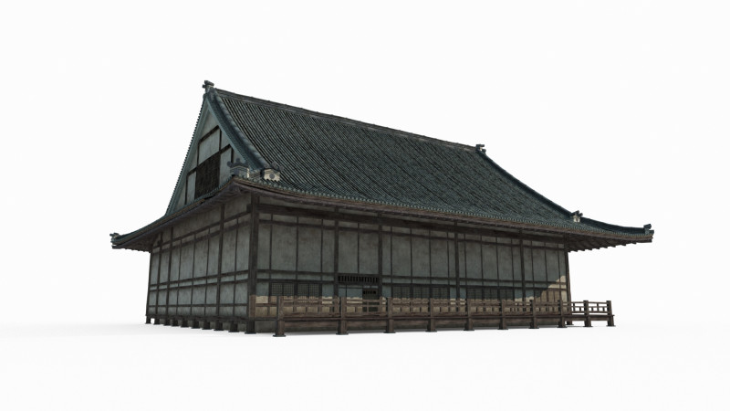 Sala de Exposições de Arquitetura Antiga Asiática Modelo 3D .c4d .max .obj .3ds .fbx .stl .blend