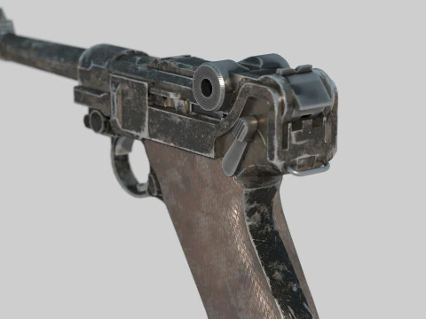 Pistola moderna arma P08 Modello 3D