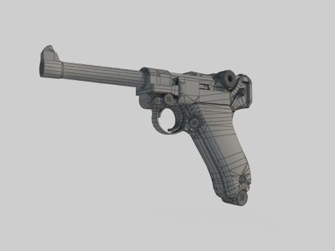 Pistola moderna arma P08 Modello 3D