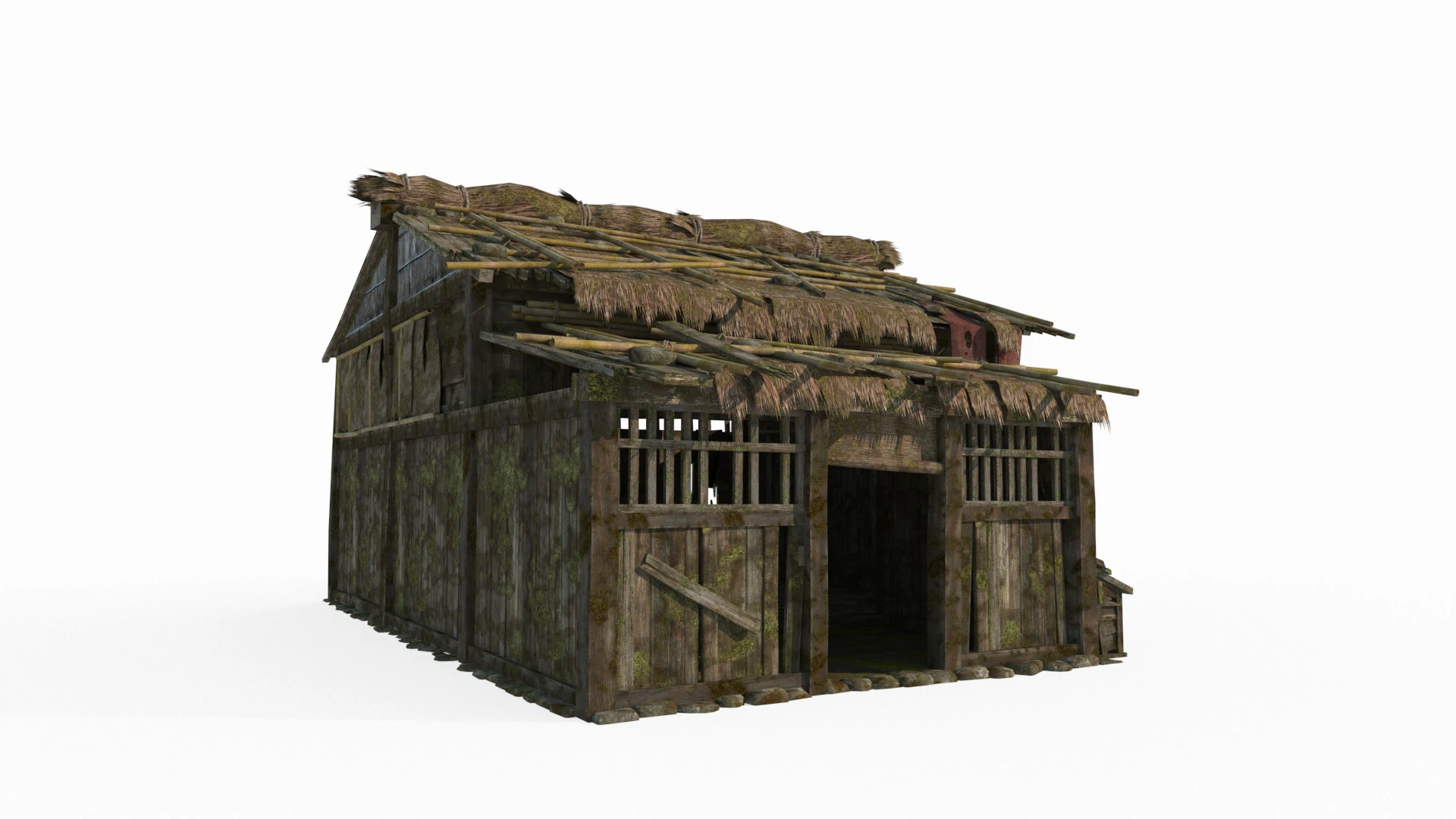 Alloggi impoveriti dell'architettura antica asiatica Modello 3D .c4d .max .obj .3ds .fbx .stl .blend