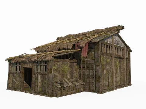 Alloggi impoveriti dell'architettura antica asiatica Modello 3D