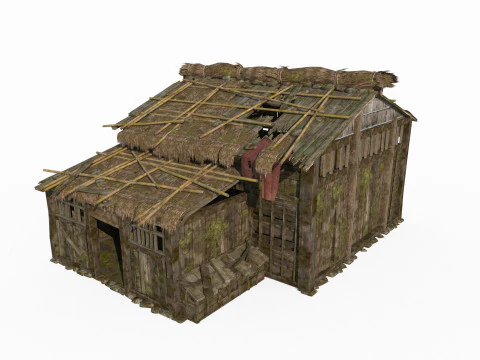 Alloggi impoveriti dell'architettura antica asiatica Modello 3D