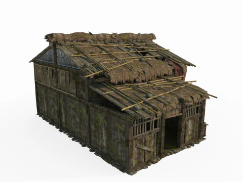 Alloggi impoveriti dell'architettura antica asiatica Modello 3D