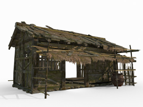 Ancient Wooden Houses in Asia 3D Model