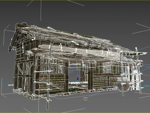 Starożytne drewniane domy w Azji Model 3D